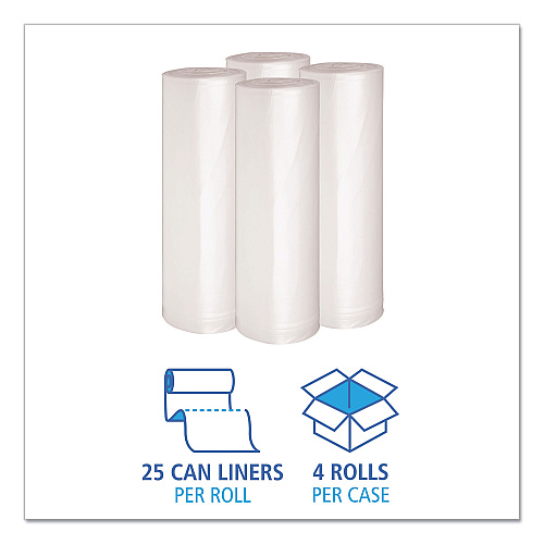 Boardwalk&reg; 45 Gallon Clear Garbage Bags, 40x46, 1.4mil, 100 Bags, BWK535