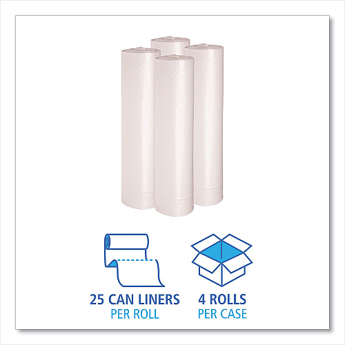 Boardwalk&reg; 45 Gallon Clear Garbage Bags, 40x46, 1.1mil, 100 Bags, BWK531