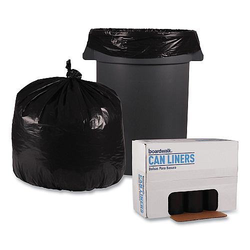 Boardwalk&reg; 33 Gallon Black Garbage Bags, 33x39, 1.2mil, 100 Bags, BWK516