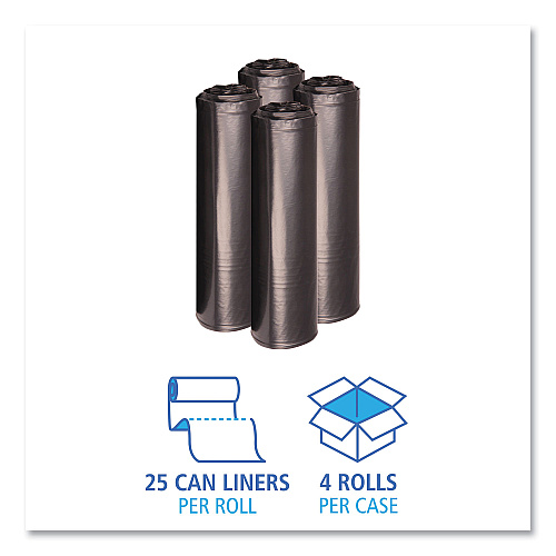Boardwalk&reg; 33 Gallon Black Garbage Bags, 33x39, 1.2mil, 100 Bags, BWK516