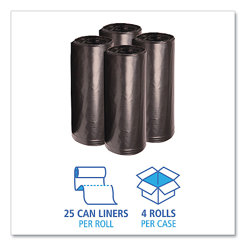 Boardwalk&reg; 60 Gallon Black Garbage Bags, 38x58, 1.6mil, 100 Bags, BWK523
