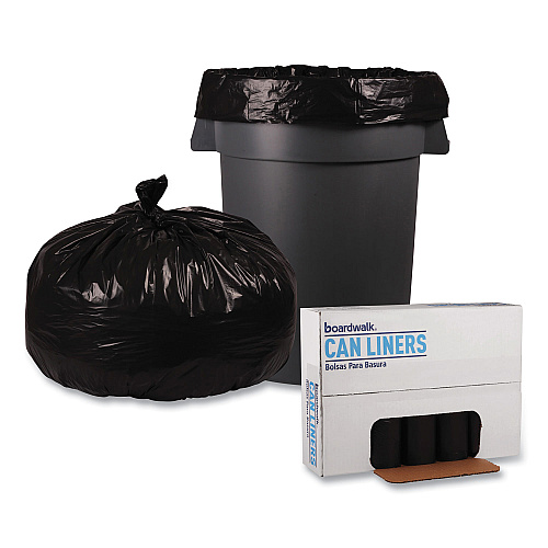 Boardwalk&reg; 56 Gallon Black Garbage Bags, 43x47, 1.2mil, 100 Bags, BWK518