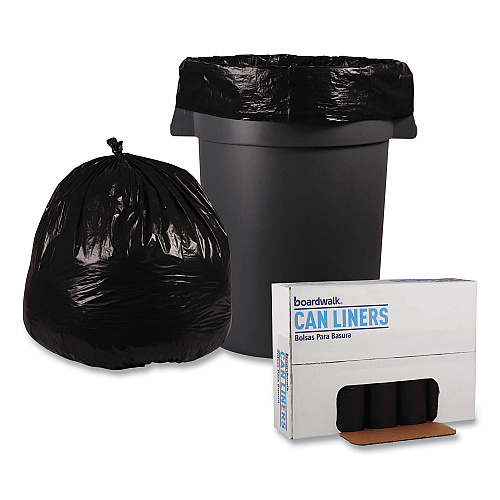 Boardwalk&reg; 45 Gallon Black Garbage Bags, 40x46, 1.2mil, 100 Bags, BWK517