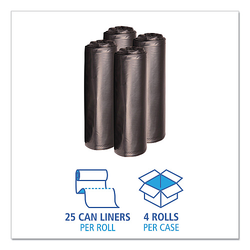 Boardwalk&reg; 33 Gallon Black Garbage Bags, 33x39, 1.6mil, 100 Bags, BWK520