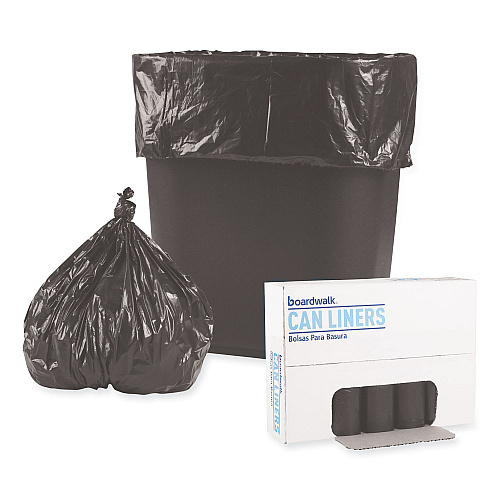 Boardwalk Low-Density Waste Can Liners, 4 gal, 0.35 mil, 17" x 17", Black, Perforated Roll, 50 Bags/Roll, 20 Rolls/Carton (BWK1717L)
