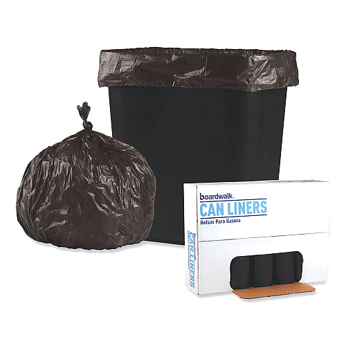 Boardwalk Low-Density Waste Can Liners, 16 gal, 0.35 mil, 24" x 32", Black, Perforated Roll, 50 Bags/Roll, 10 Rolls/Carton (BWK2432L)