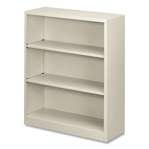 HON Metal Bookcase, Three-Shelf, 34.5w x 12.63d x 41h, Light Gray (S42ABCQ)
