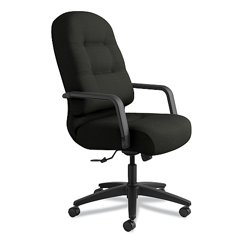 HON Pillow-Soft 2090 Series Executive High-Back Swivel/Tilt Chair, Supports Up to 300 lb, 16.75" to 21.25" Seat Height, Black (2091SR11T)