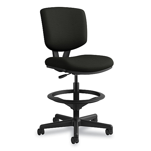 HON Volt Series Leather Adjustable Task Stool, Supports Up to 275 lb, 22.88" to 32.38" Seat Height, Black (5705SB11T)