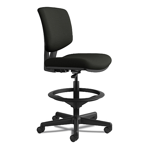 HON Volt Series Leather Adjustable Task Stool, Supports Up to 275 lb, 22.88" to 32.38" Seat Height, Black (5705SB11T)