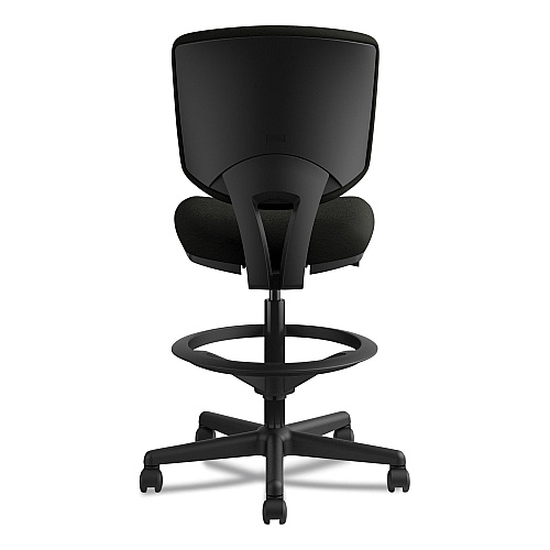 HON Volt Series Leather Adjustable Task Stool, Supports Up to 275 lb, 22.88" to 32.38" Seat Height, Black (5705SB11T)
