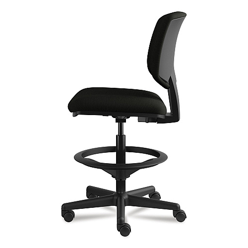 HON Volt Series Leather Adjustable Task Stool, Supports Up to 275 lb, 22.88" to 32.38" Seat Height, Black (5705SB11T)
