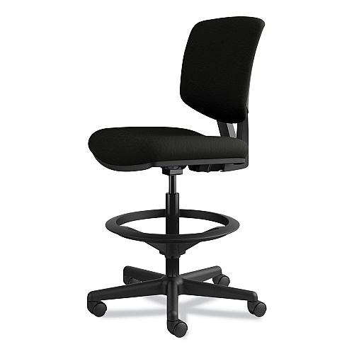HON Volt Series Leather Adjustable Task Stool, Supports Up to 275 lb, 22.88" to 32.38" Seat Height, Black (5705SB11T)