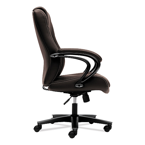 HON HVL402 Series Executive High-Back Chair, Supports Up to 250 lb, 17" to 21" Seat Height, Brown Seat/Back, Black Base (VL402EN45)