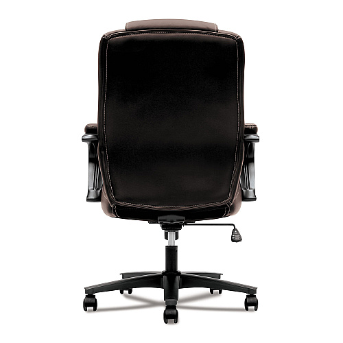 HON HVL402 Series Executive High-Back Chair, Supports Up to 250 lb, 17" to 21" Seat Height, Brown Seat/Back, Black Base (VL402EN45)