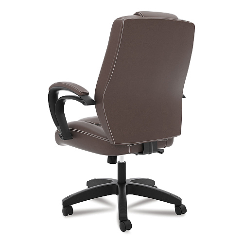 HON HVL402 Series Executive High-Back Chair, Supports Up to 250 lb, 17" to 21" Seat Height, Brown Seat/Back, Black Base (VL402EN45)