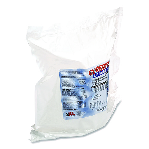 2XL Antibacterial Gym Wipes Refill, 1-Ply, 6 x 8, Unscented, White, 700 Wipes/Pack, 4 Packs/Carton (L101)