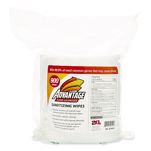 2XL Gym Wipes Advantage, 1-Ply, 6 x 8, Unscented, White, 900/Roll, 4 Rolls/Carton (L36R)