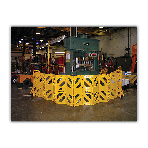 Rubbermaid Commercial Portable Mobile Safety Barrier, Plastic, 13 ft x 40", Yellow (9S1100YEL)