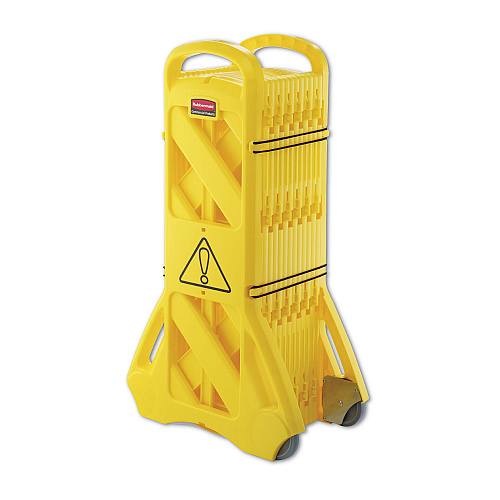 Rubbermaid Commercial Portable Mobile Safety Barrier, Plastic, 13 ft x 40", Yellow (9S1100YEL)