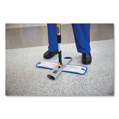 Rubbermaid Commercial Microfiber Wet Room Pad, Split Nylon/Polyester Blend, 18", Blue, 12/Carton (Q41000BLU)