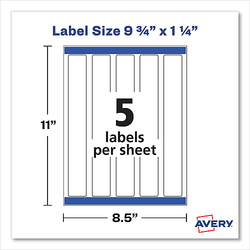 Avery Water-Resistant Wraparound Labels w/ Sure Feed, 9.75 x 1.25, White, 40/Pack (22845)