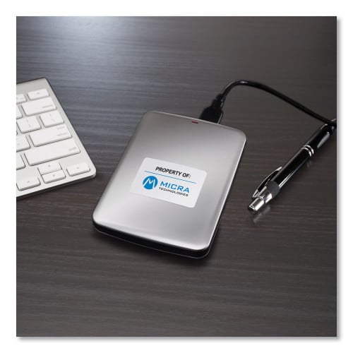 Avery Removable Durable White Rectangle Labels w/ Sure Feed, 1.25 x 1.