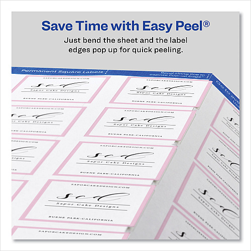 Avery Square Labels with Sure Feed and TrueBlock, 1.5 x 1.5, White, 600/Pack (22805)