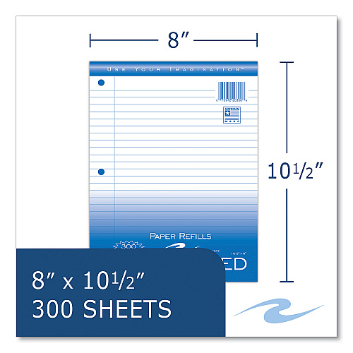 Roaring Spring Notebook Filler Paper, 3-Hole, 8 x 10.5, Wide/Legal Rule, 300/Pack (20300)