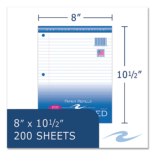 Roaring Spring Notebook Filler Paper, 3-Hole, 8 x 10.5, Wide/Legal Rule, 200/Pack (20020)