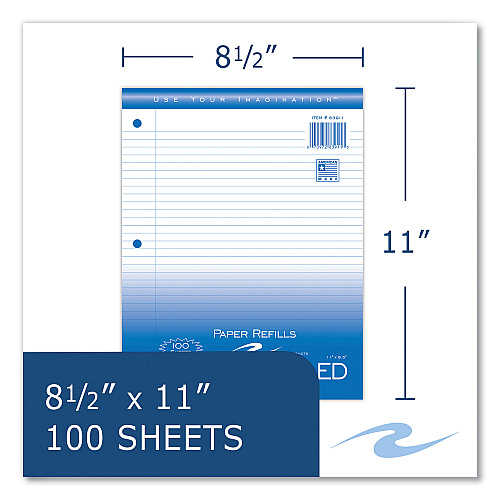 Roaring Spring Notebook Filler Paper, 3-Hole, 8.5 x 11, College Rule, 100/Pack (83911)