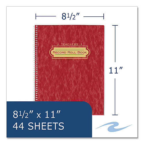 Roaring Spring Teacher's Record and Roll Book, 50 Students, 5 to 6 Week Terms, 40-Week Span, Randomly Assorted Cover Colors, 11 x 8.5 Sheets (72900)