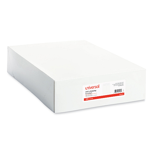 Universal Self-Stick Open End Catalog Envelope, #15 1/2, Square Flap, Self-Adhesive Closure, 12 x 15.5, White, 100/Box (UNV42103)