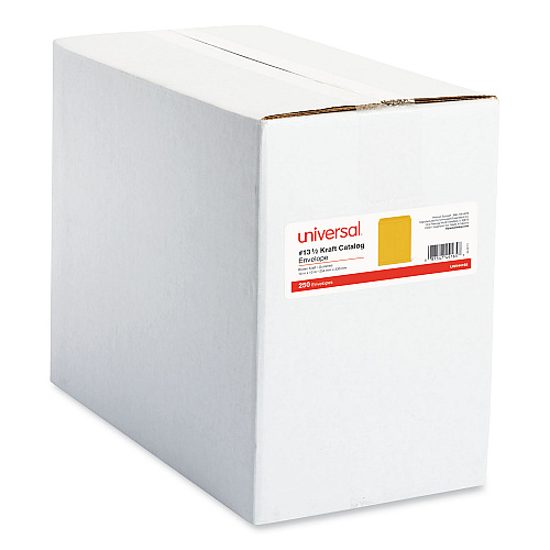 Universal Catalog Envelope, 28 lb Bond Weight Kraft, #13 1/2, Square Flap, Gummed Closure, 10 x 13, Brown Kraft, 250/Box (UNV44165)