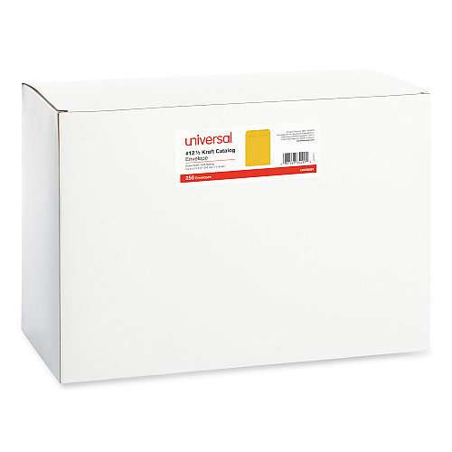 Universal Self-Stick Open End Catalog Envelope, #12 1/2, Square Flap, Self-Adhesive Closure, 9.5 x 12.5, Brown Kraft, 250/Box (UNV35291)