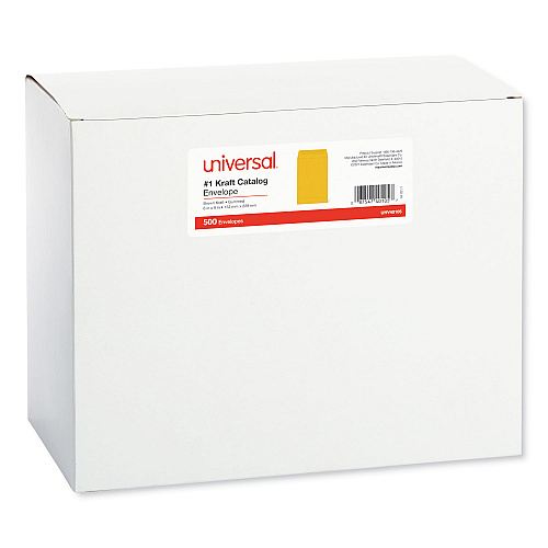 Universal Catalog Envelope, 24 lb Bond Weight Kraft, #1, Square Flap, Gummed Closure, 6 x 9, Brown Kraft, 500/Box (UNV40105)