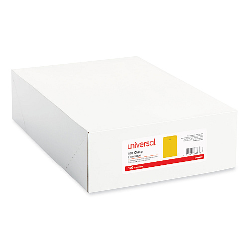 Universal Kraft Clasp Envelope, 32 lb Bond Weight Kraft, #97, Square Flap, Clasp/Gummed Closure, 10 x 13, Brown Kraft, 100/Box (UNV44907)