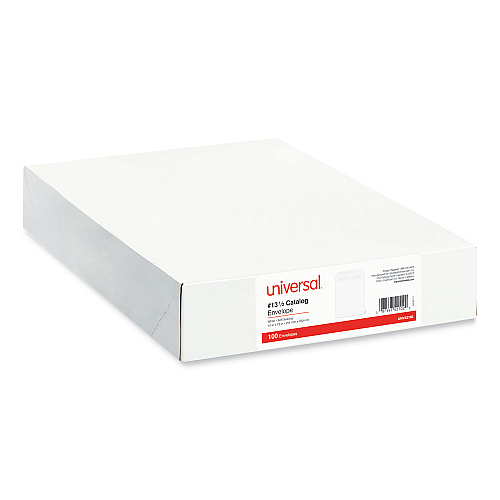 Universal Self-Stick Open End Catalog Envelope, #13 1/2, Square Flap, Self-Adhesive Closure, 10 x 13, White, 100/Box (UNV42102)