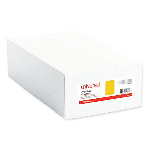 Universal Kraft Clasp Envelope, #75, Square Flap, Clasp/Gummed Closure, 7.5 x 10.5, Brown Kraft, 100/Box (UNV35262)