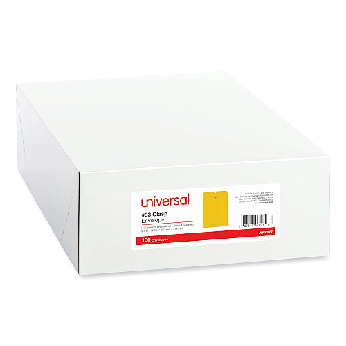Universal Kraft Clasp Envelope, #12 1/2, Square Flap, Clasp/Gummed Closure, 9.5 x 12.5, Brown Kraft, 100/Box (UNV42907)