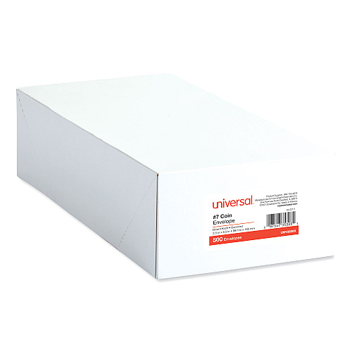 Universal Kraft Coin Envelope, #7, Round Flap, Gummed Closure, 3.5 x 6.5, Light Brown Kraft, 500/Box (UNV35303)