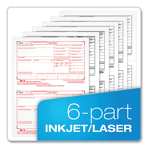 Adams 6-Part W-2 Tax Form Kit with Security Envelopes and Tax Forms Helper, 2024, 8.5 x 5.5, 2 Forms/Sheet, 24 Forms Total (22904KIT)