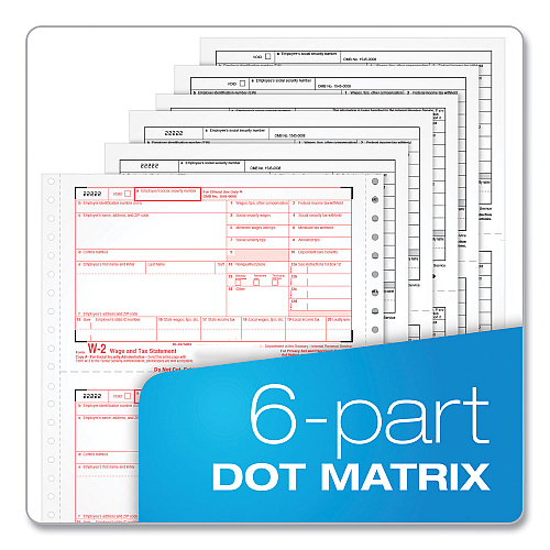 Adams 4-Part W-2 Continuous Feed Tax Forms, Fiscal Year: 2024, Four-Part Carbonless, 5.5 x 8.5, 2 Forms/Sheet, 24 Forms Total (2206C)