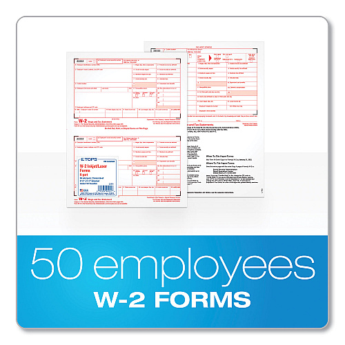 Adams 6-Part W-2 Tax Forms with Tax Forms Helper, Fiscal Year: 2024, Six-Part Carbonless, 8.5 x 5.5, 2 Forms/Sheet, 50 Forms Total (22991)