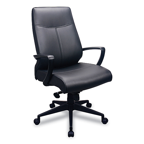 Tempur-Pedic by Raynor 300 Leather High-Back Chair, Supports Up to 250 lb, 19.57" to 22.56" Seat Height, Black (TP300)