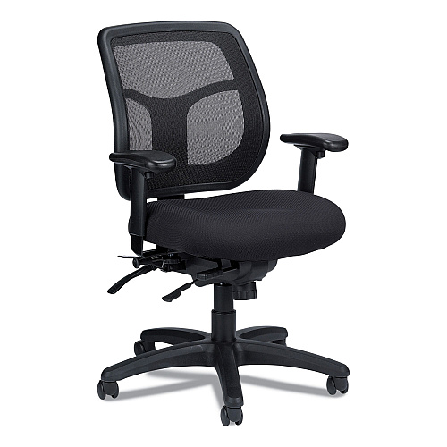 Eurotech Apollo Multi-Function Mesh Task Chair, Supports Up to 250 lb, 18.9" to 22.4" Seat Height, Silver Seat/Back, Black Base (MFT945SL)