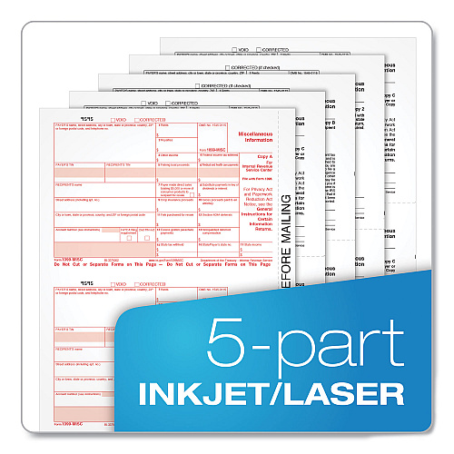 Adams 4-Part 1099-MISC Tax Forms with Tax Forms Helper, 2024, Four-Part Carbonless, 8.5 x 5.5, 2 Forms/Sheet, 50 Forms Total (22993MISC)