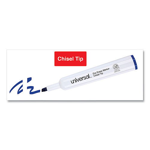 Universal Dry Erase Marker, Broad Chisel Tip, Blue, Dozen (UNV43653)