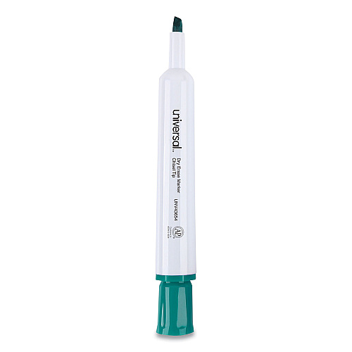 Universal Dry Erase Marker, Broad Chisel Tip, Green, Dozen (UNV43654)