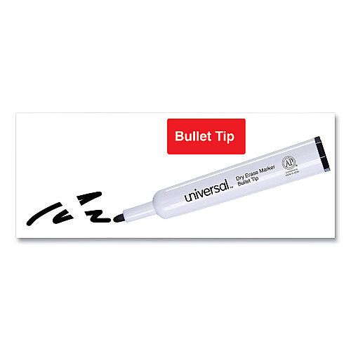 Universal Dry Erase Marker, Medium Bullet Tip, Black, Dozen (UNV43681)
